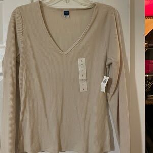 Old Navy Plush Ribbed Tee in Cream